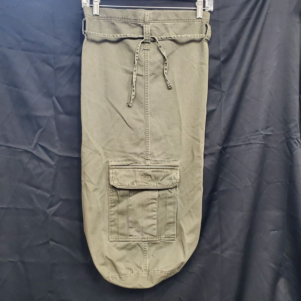Gaiam Cotton Canvas Yoga Mat Bag Army Green Button Pocket Strap Tie Closure
